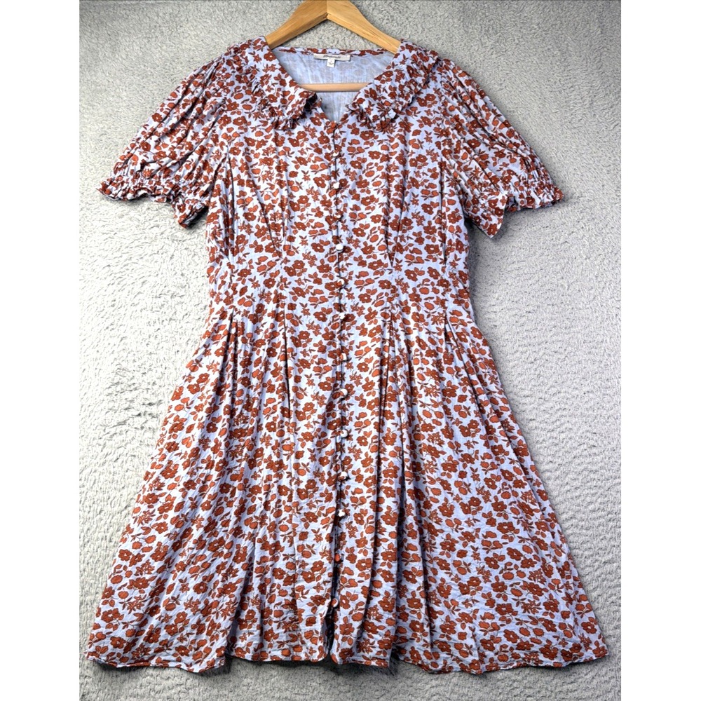 Madewell Dress Womens Size 4 Mini n Piccola Floral Lined Short Sleeve Buttons